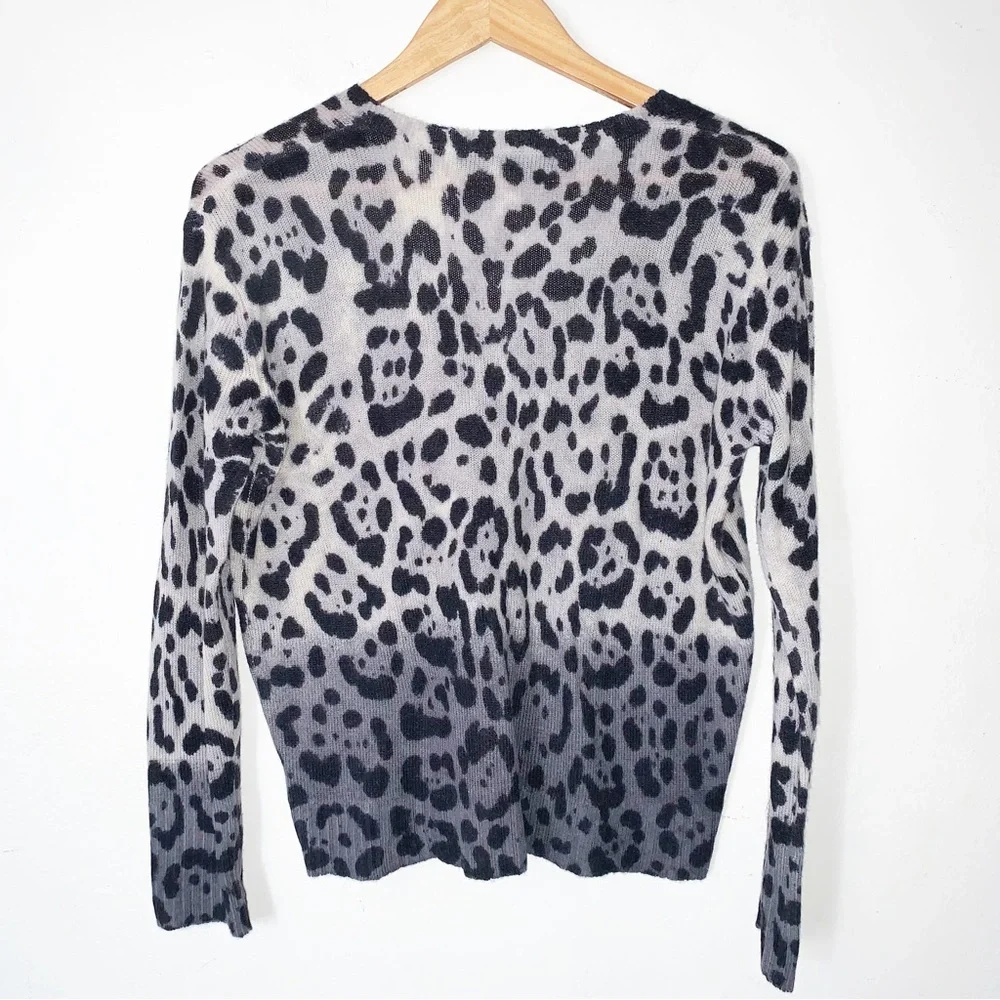 360 Cashmere Lauren Leopard Print Ombré 100% Cashmere Sweater Sz XS